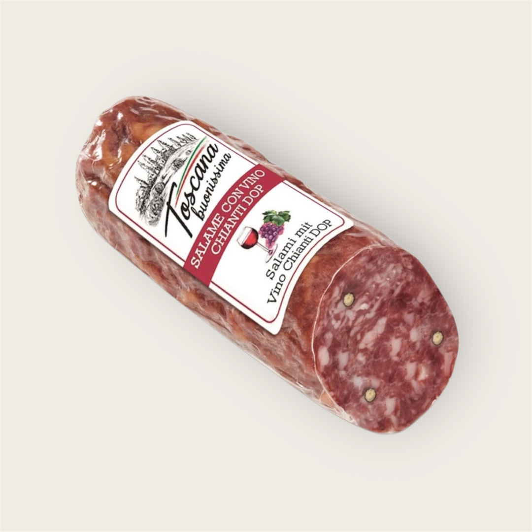 Salami mit Chianti-Wein DOP – 250 g – hochwertige italienische Rohwurst verfeinert mit Chianti-Wein
