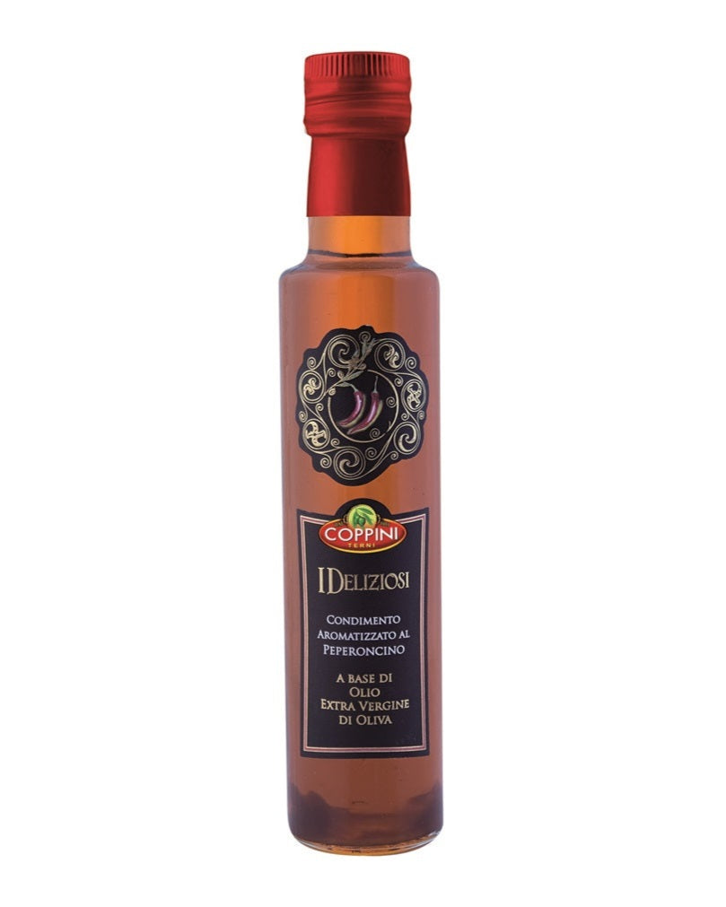 Natives olivenöl extra mit chiliaroma / olio extra vergine di oliva aromatizzato al peperoncino - 250 ml