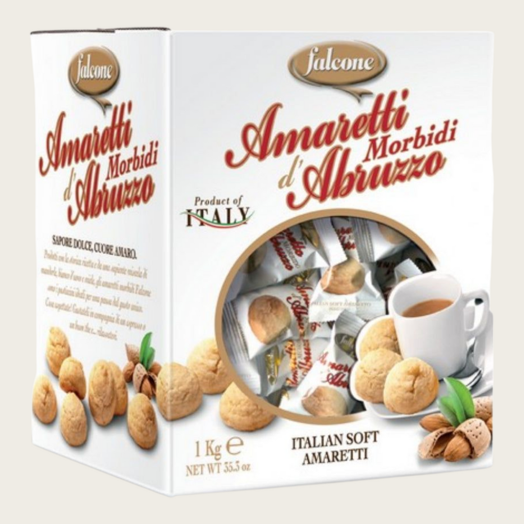 Amaretti, weich – Karton à 100 Stück – zartes italienisches Mandelgebäck mit weichem Kern
