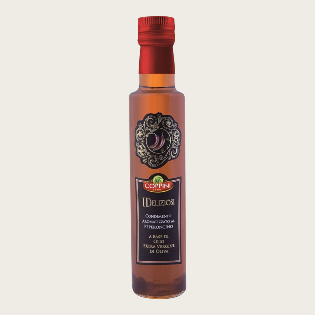Olivenöl extra vergine mit Chiliaroma – 250 ml – scharfes italienisches Olivenöl mit natürlichem Chili-Aroma